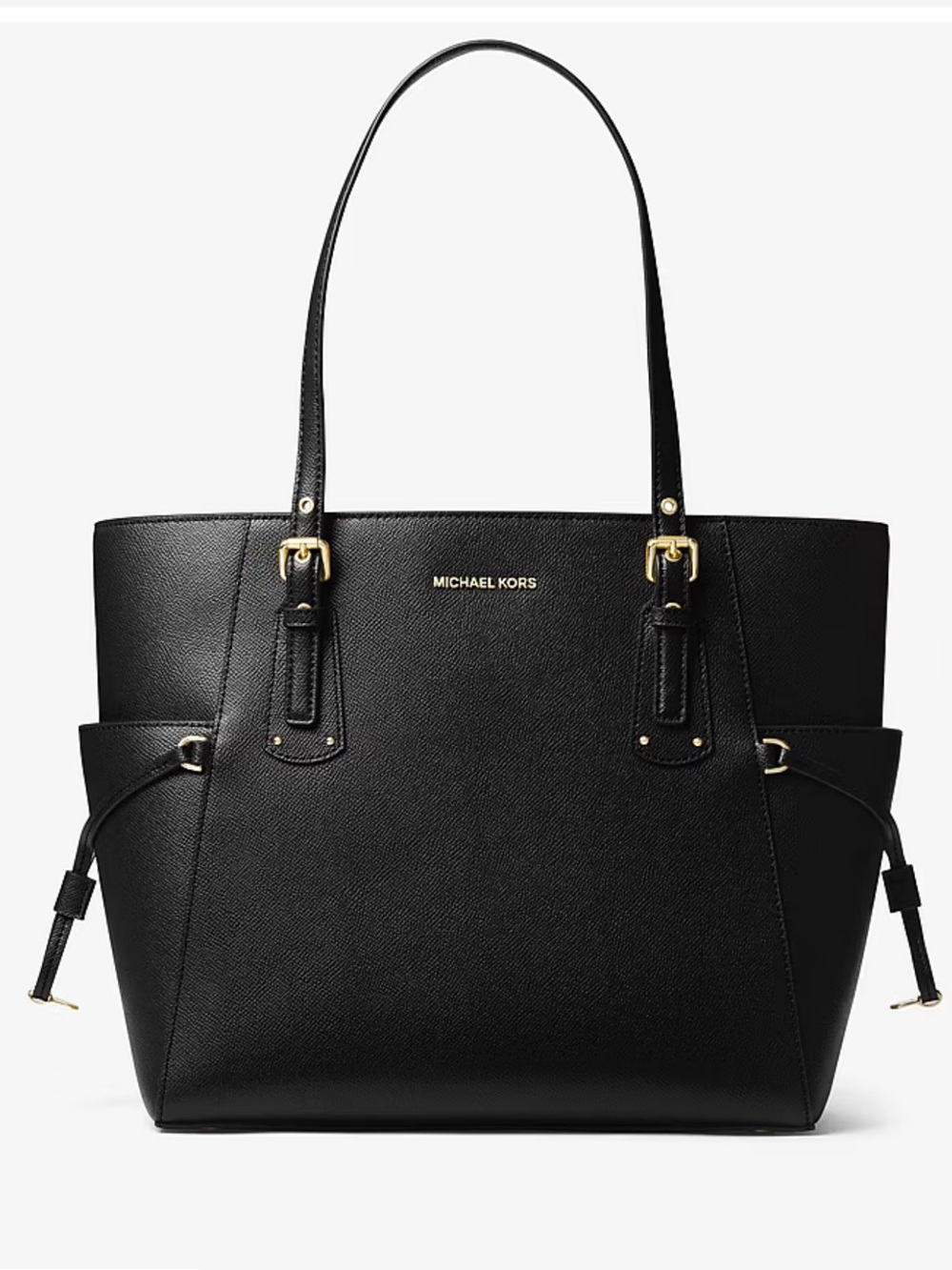 MICHEL KORS VOYAGER Black Saffiano Leather Tote with Exterior Pockets NWOT